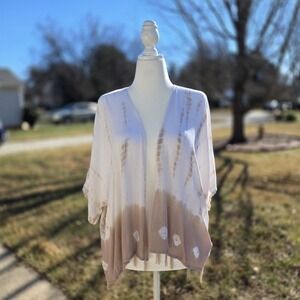 Soft Surroundings Boho Tie Dye Beaded Cover Up Kimono Beachy Womens Sz Large